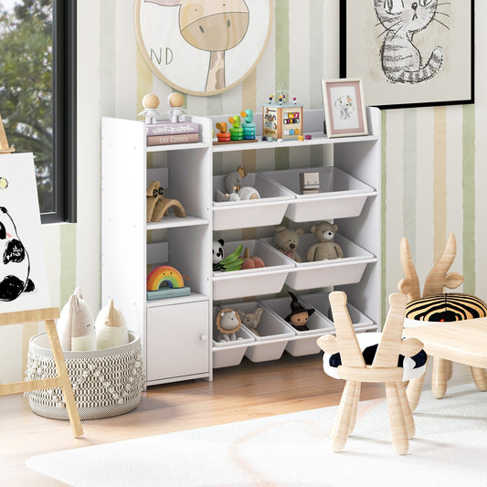 4-Tier Kids Toy Storage Organizer Bookshelf and Toy Storage Rack with Door, White Kids Storage White at Gallery Canada