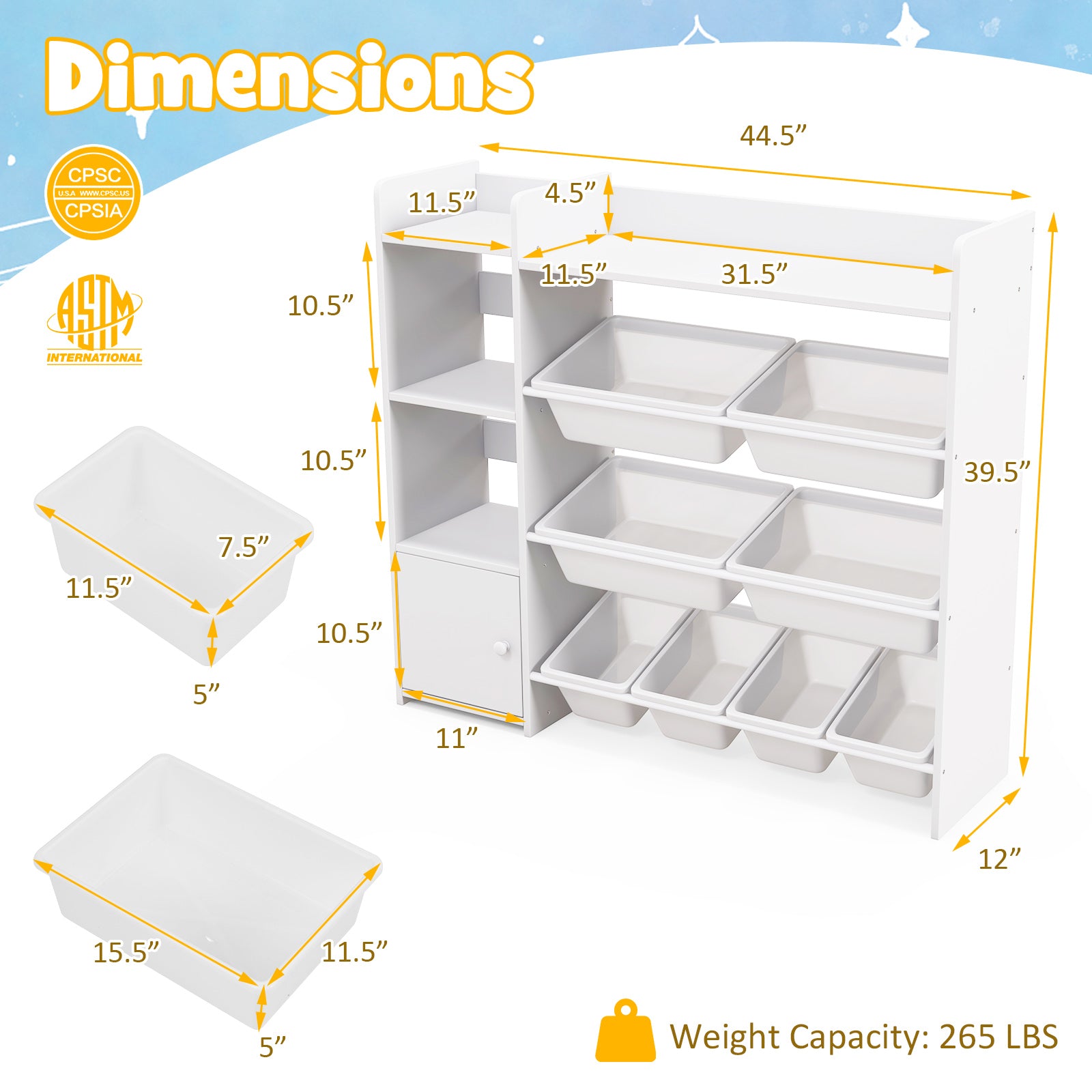 4-Tier Kids Toy Storage Organizer Bookshelf and Toy Storage Rack with Door, White Kids Storage at Gallery Canada