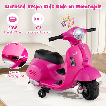 Kids Ride On Motorcycle With LED Headlight, Horn Sound, Pink