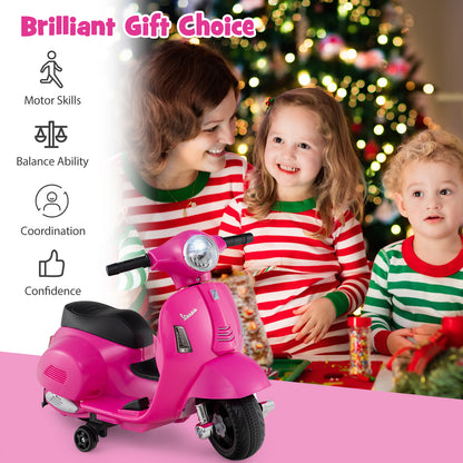 Kids Ride on Motorcycle Licensed Vespa with LED Headlight and Horn Sound, Pink Powered Ride On Toys at Gallery Canada
