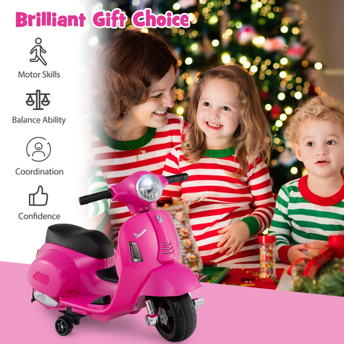 Kids Ride on Motorcycle Licensed Vespa with LED Headlight and Horn Sound, Pink