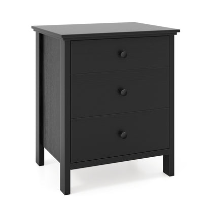 3-Drawer Wooden Nightstand Modern Bedside Table, Black Nightstands at Gallery Canada