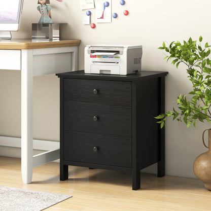 3-Drawer Wooden Nightstand Modern Bedside Table, Black Nightstands at Gallery Canada