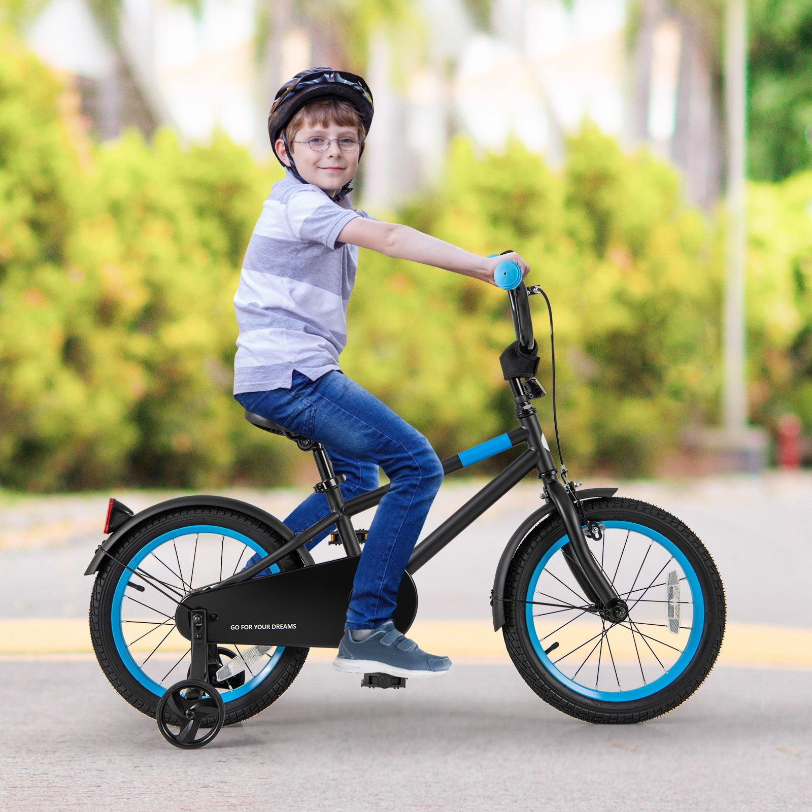 Kids Bike with Adjustable Handlebar and Saddle Black-16 inches, Black Kids Bike at Gallery Canada