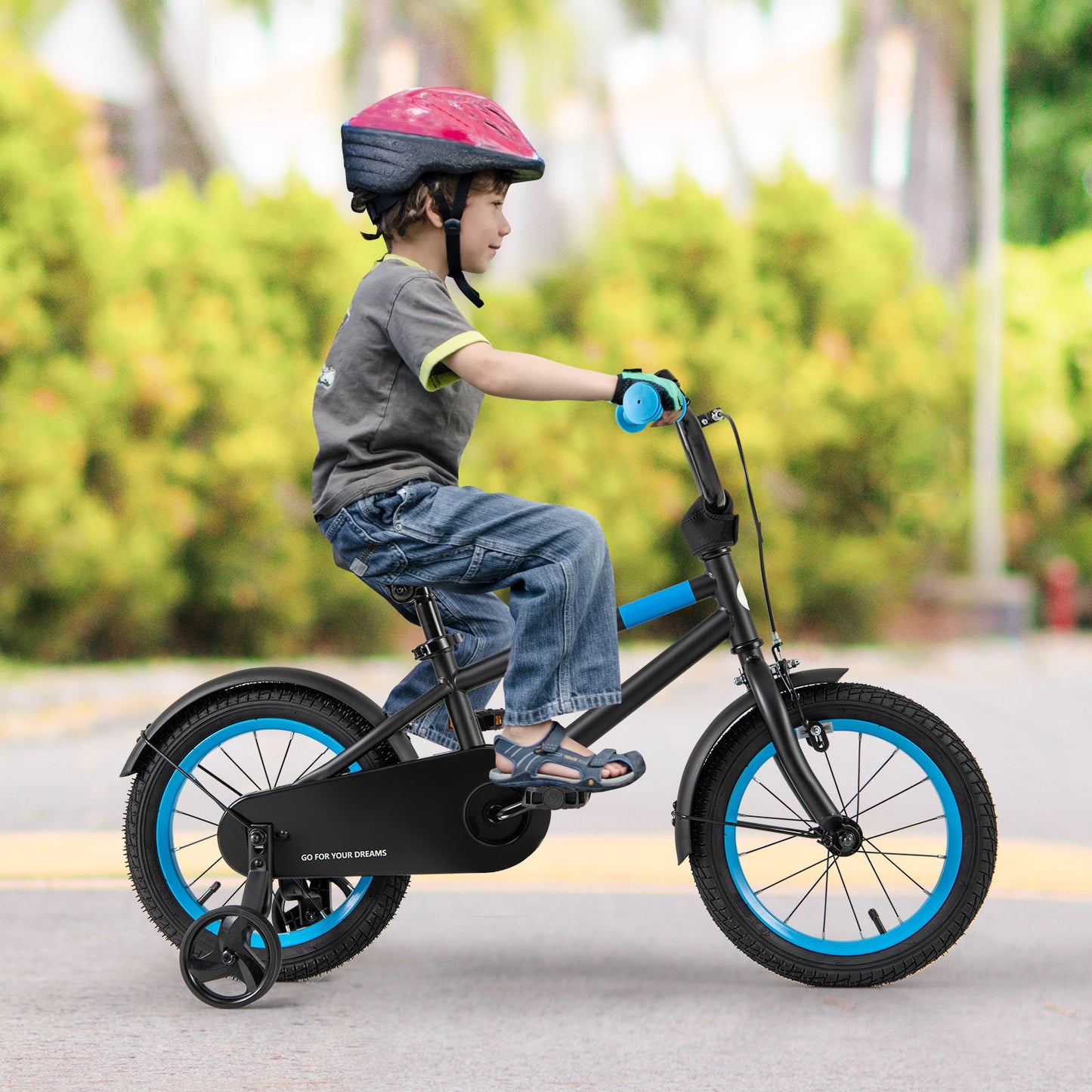 Kids Bike with Adjustable Handlebar and Saddle Black-14 inches, Black Kids Bike at Gallery Canada