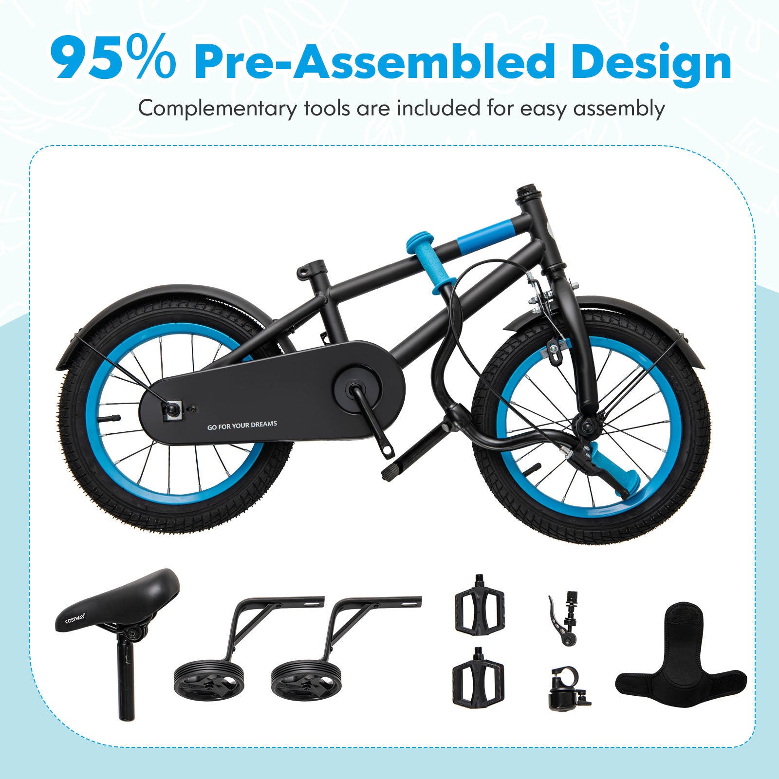 Kids Bike with Adjustable Handlebar and Saddle Black-14 inches, Black Kids Bike at Gallery Canada