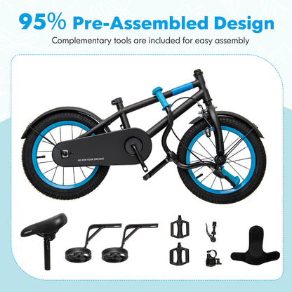 Kids Bike with Adjustable Handlebar and Saddle Black-14 inches, Black Kids Bike at Gallery Canada