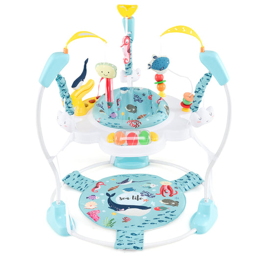 Baby Activity Center, Height Adjustable Bouncing Saucer, Light Blue