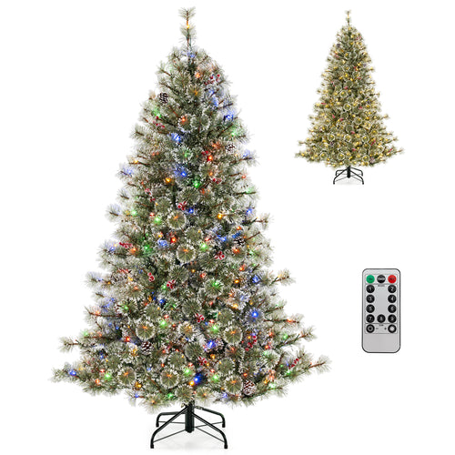 6/7.5/9 FT Artificial Christmas Tree Pre-Lit Hinged Holiday Tree with 360° Quick Power Connector-6 ft, Green