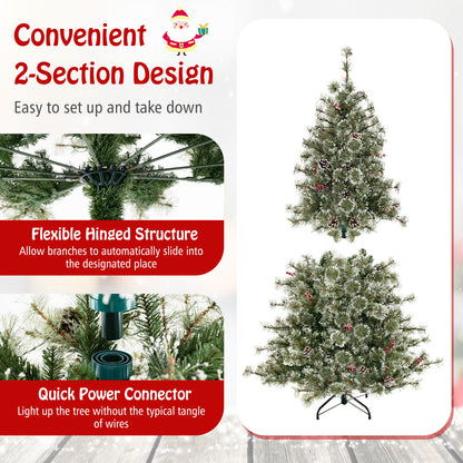 6/7.5/9 FT Artificial Christmas Tree Pre-Lit Hinged Holiday Tree with 360° Quick Power Connector-6 ft, Green Christmas Tree at Gallery Canada
