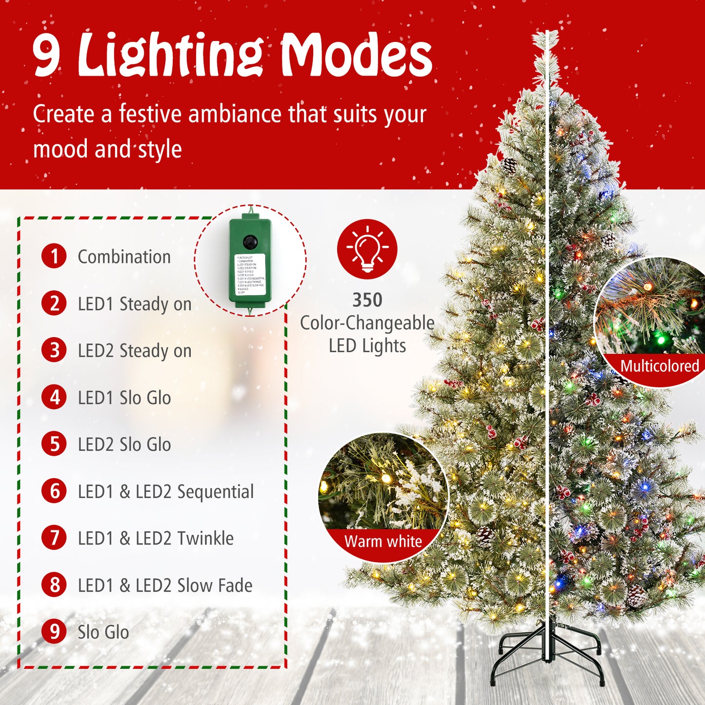 6/7.5/9 FT Artificial Christmas Tree Pre-Lit Hinged Holiday Tree with 360° Quick Power Connector-6 ft, Green Christmas Tree at Gallery Canada