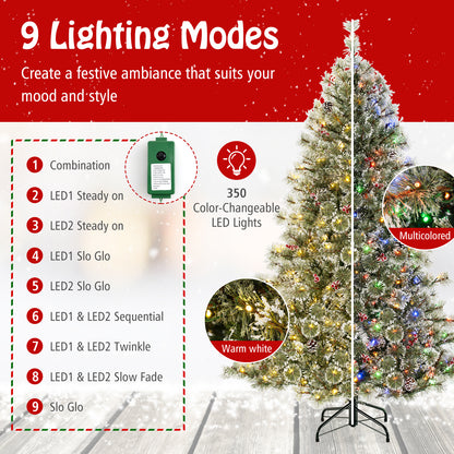 6/7.5/9 FT Artificial Christmas Tree Pre-Lit Hinged Holiday Tree with 360° Quick Power Connector-6 ft, Green Christmas Tree at Gallery Canada
