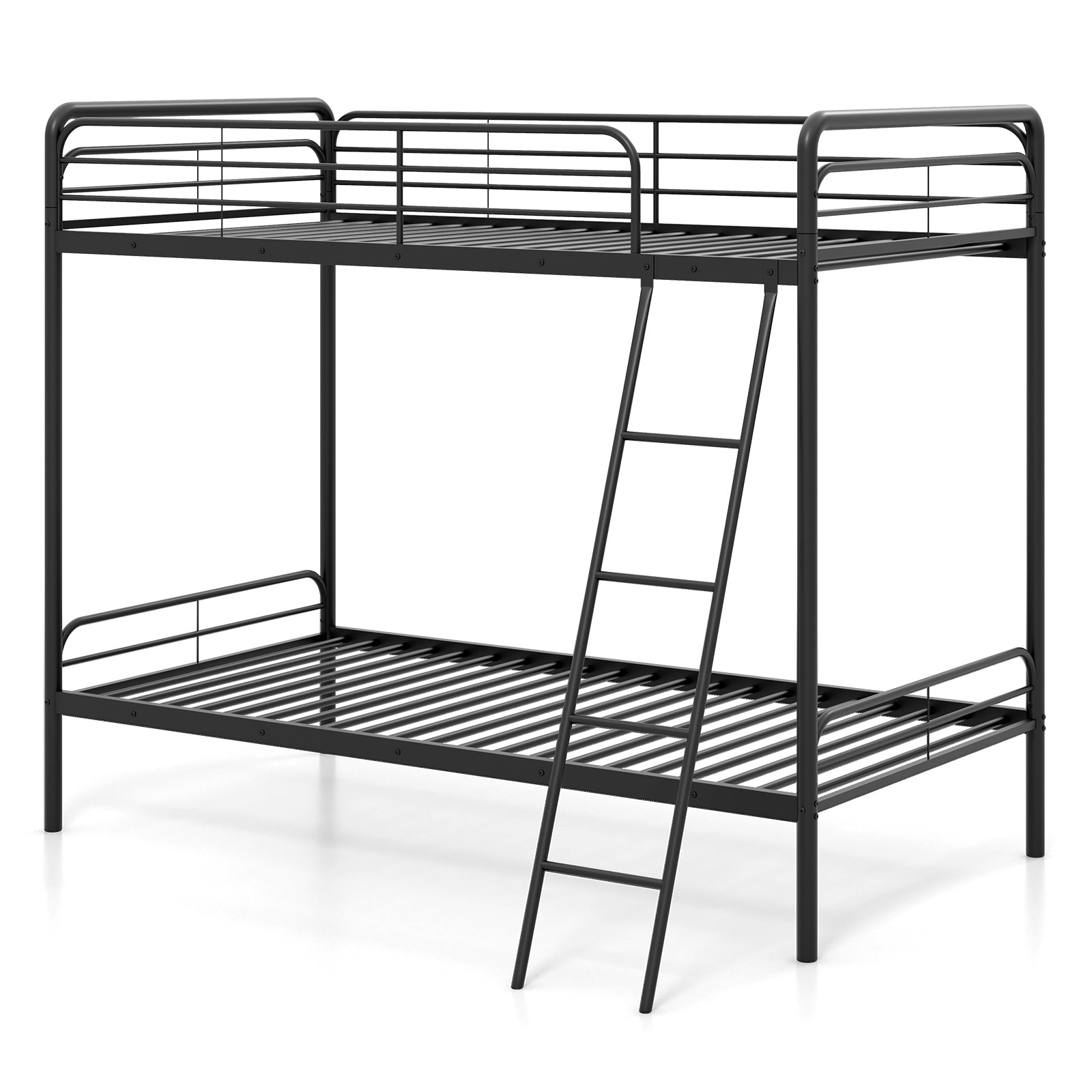Heavy Duty Metal Bunk Bed with Ladder and Safety Guardrails, Black Trundle Bed Frame at Gallery Canada