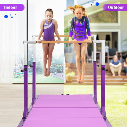 Kids Double Horizontal Bars Gymnastic Training Parallel Bars Adjustable, Purple Toy Sports at Gallery Canada