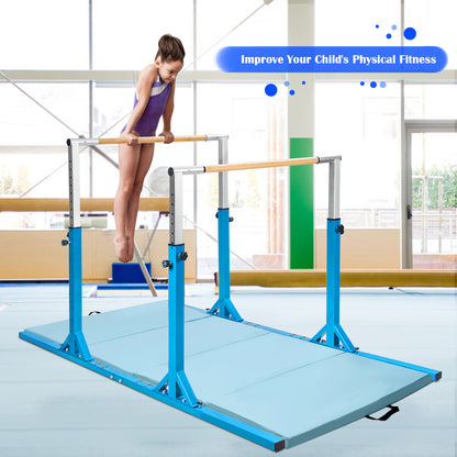 Kids Double Horizontal Bars Gymnastic Training Parallel Bars Adjustable, Blue Toy Sports at Gallery Canada