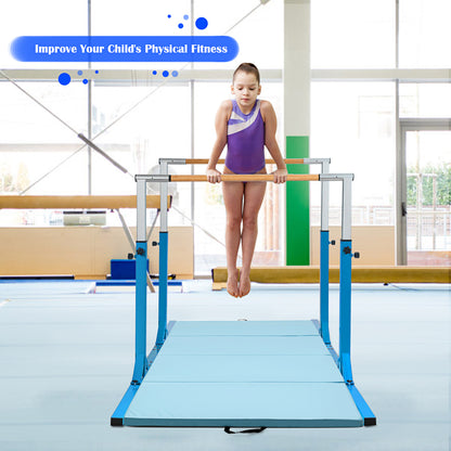Kids Double Horizontal Bars Gymnastic Training Parallel Bars Adjustable, Blue Toy Sports at Gallery Canada