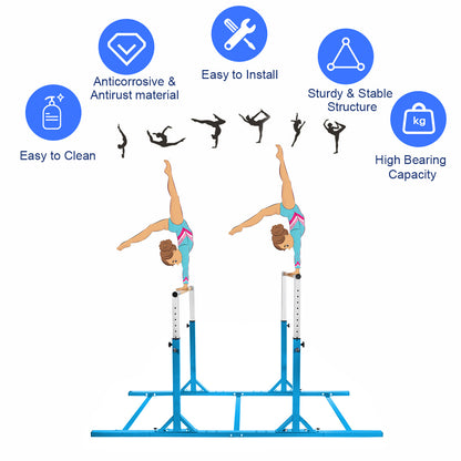 Kids Double Horizontal Bars Gymnastic Training Parallel Bars Adjustable, Blue Toy Sports at Gallery Canada