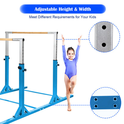 Kids Double Horizontal Bars Gymnastic Training Parallel Bars Adjustable, Blue Toy Sports at Gallery Canada