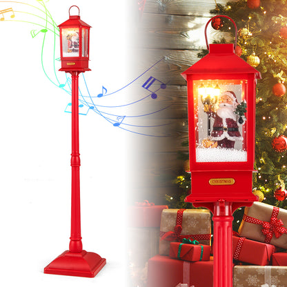 61 Inch Christmas Musical Street Lamp Post, Detachable Snow Globe Lantern, Red Christmas Decor & Accessories at Gallery Canada