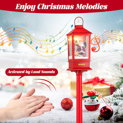 61 Inch Christmas Musical Street Lamp Post, Detachable Snow Globe Lantern, Red Christmas Decor & Accessories at Gallery Canada