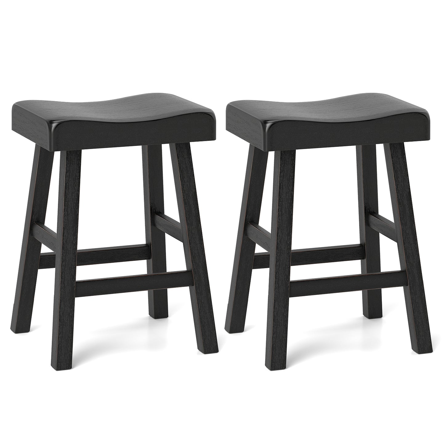 24 Inches Counter Height Stools Set of 2 with Footrest for Restaurant Cafe Pub, Black Bar Stools Black at Gallery Canada