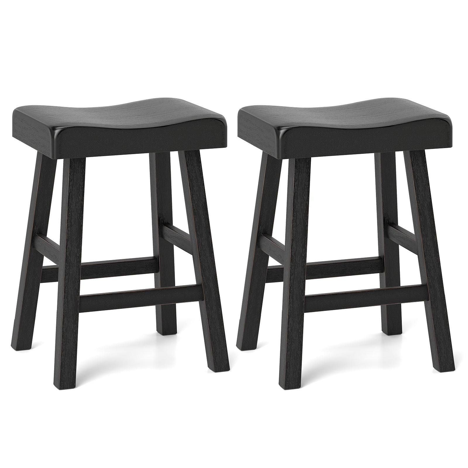 24 Inches Counter Height Stools Set of 2 with Footrest for Restaurant Cafe Pub, Black Bar Stools Black at Gallery Canada