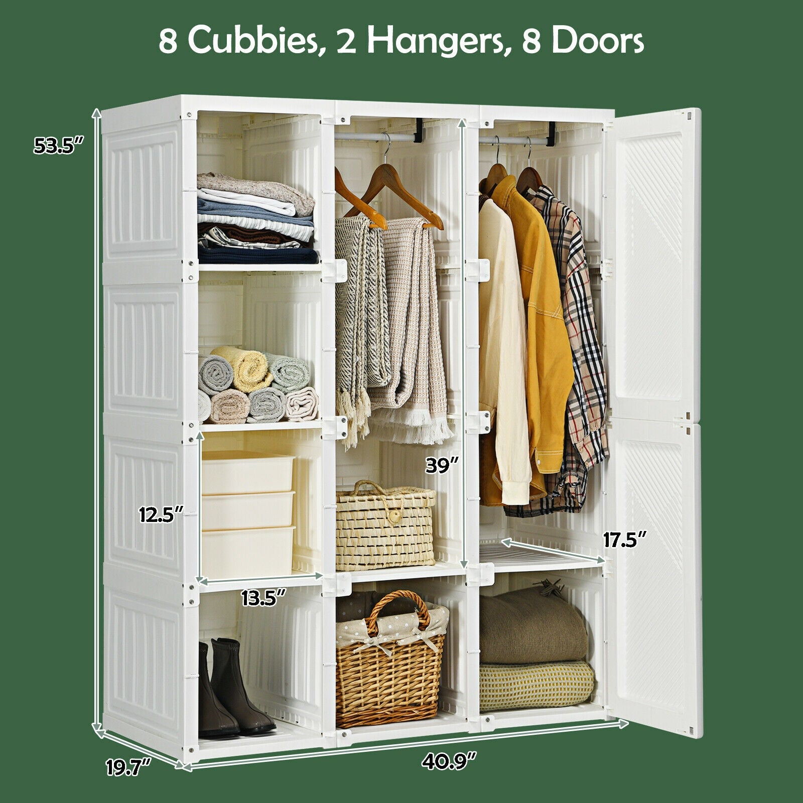 Foldable Closet Clothes Organizer with 8 Cubby Storage, White Clothing & Closet Storage at Gallery Canada