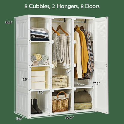 Foldable Closet Clothes Organizer with 8 Cubby Storage, White Clothing & Closet Storage at Gallery Canada