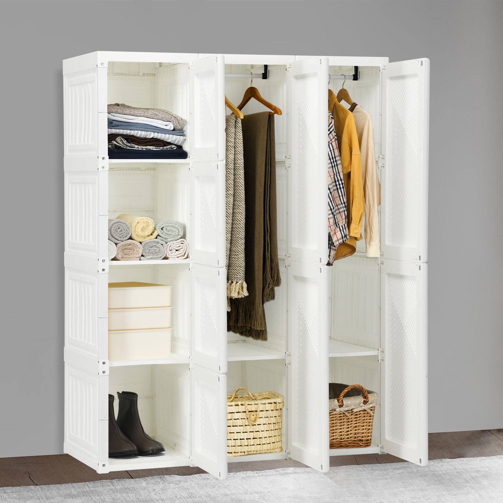 Foldable Closet Clothes Organizer with 8 Cubby Storage, White Clothing & Closet Storage at Gallery Canada