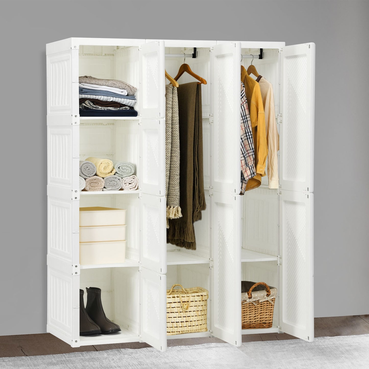 Foldable Closet Clothes Organizer with 8 Cubby Storage, White Clothing & Closet Storage at Gallery Canada