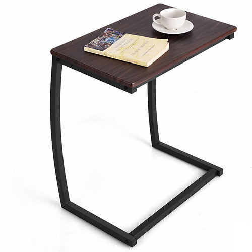 Steel Frame C-shaped Sofa Side End Table, Coffee