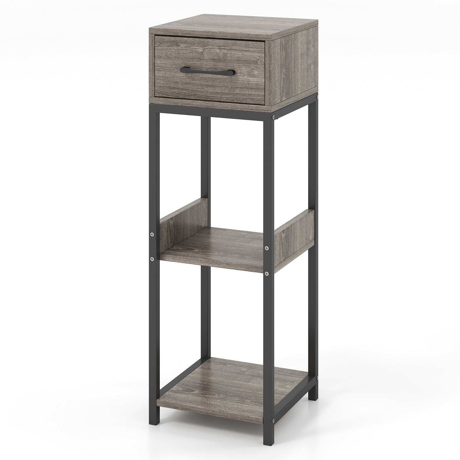 3 Tier Tall Plant Stand with Drawer Anti-tipping Devices, Gray End & Side Tables at Gallery Canada