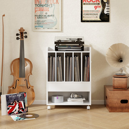 Record Rolling Turntable Player Stand with Drawer, White End & Side Tables at Gallery Canada