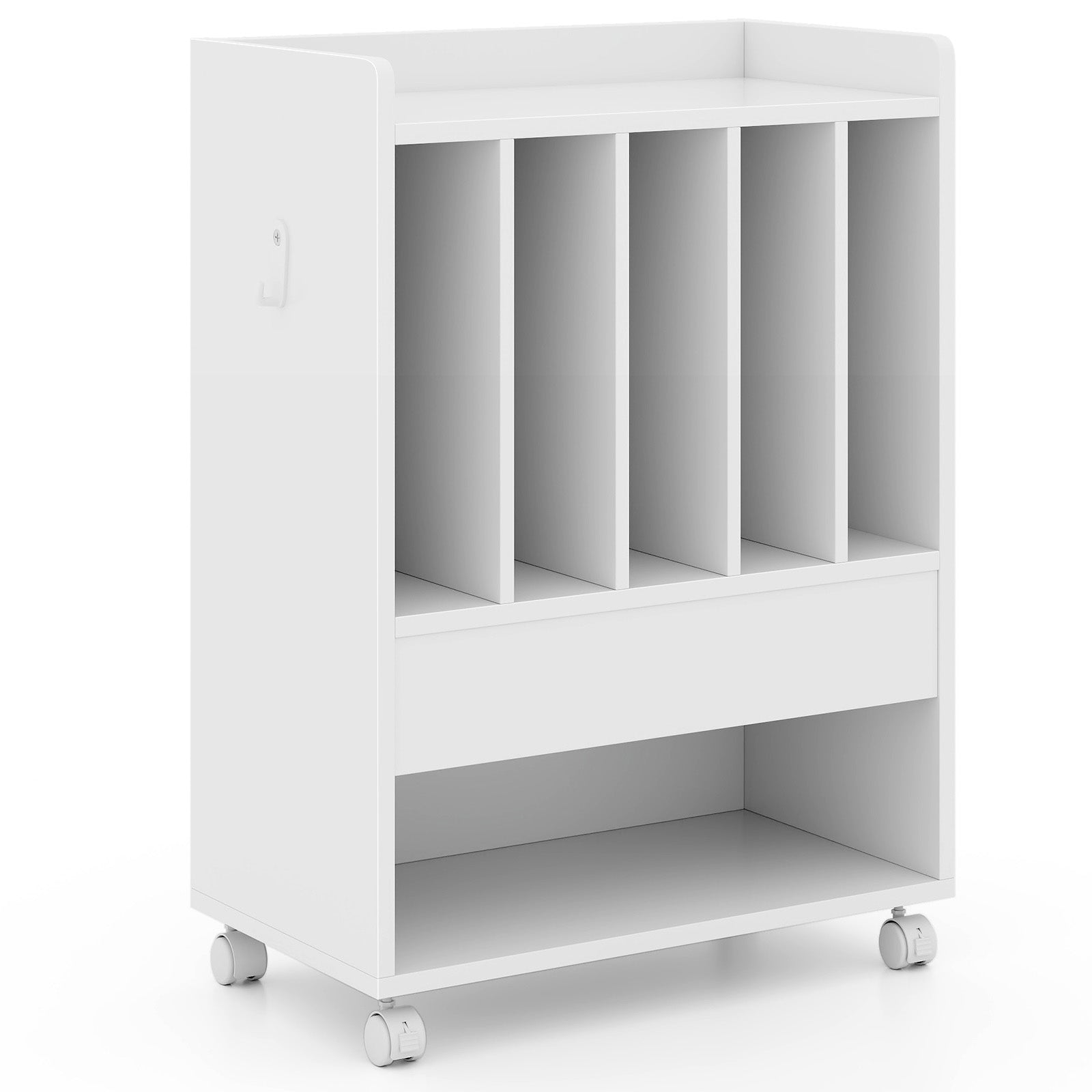 Record Rolling Turntable Player Stand with Drawer, White End & Side Tables at Gallery Canada