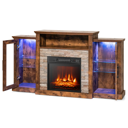 Fireplace TV Stand with 16-Color Led Lights for TVs up to 65 Inch, Brown Entertainment Centers & TV Stands at Gallery Canada