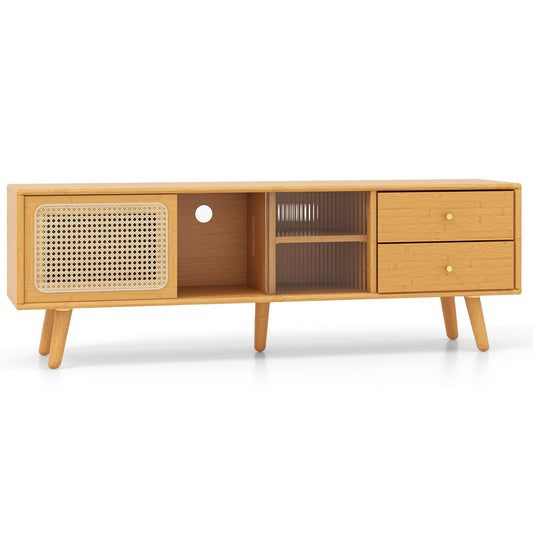 Bamboo TV Stand For 65 Inch TV, Natural End & Side Tables Natural at Gallery Canada