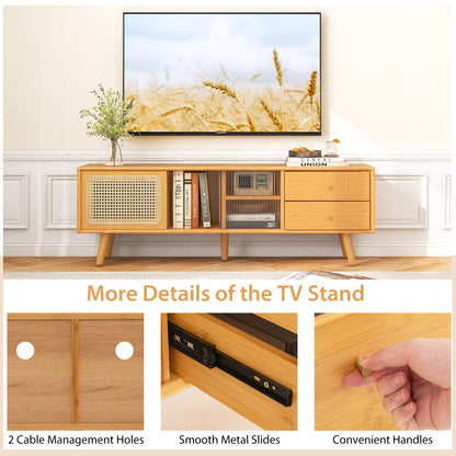 Bamboo TV Stand for TV up to 65 Inch, Natural End & Side Tables at Gallery Canada