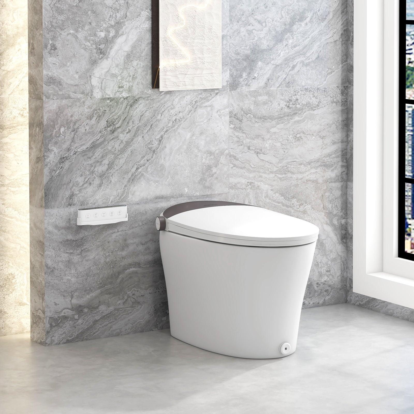 One-Piece Smart 1.16 GPF Elongated Bidet Toilet Seat with Night Light, White Toilet at Gallery Canada