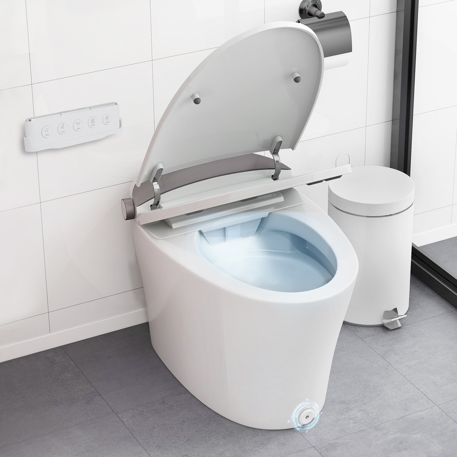 One-Piece Smart 1.16 GPF Elongated Bidet Toilet Seat with Night Light, White Toilet at Gallery Canada