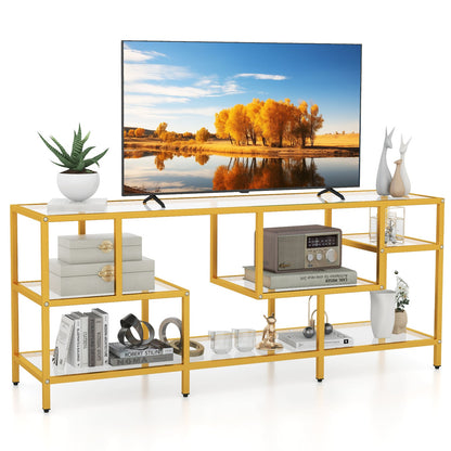 58 Inch TV Console Table, Tempered Glass Shelves, Golden Entertainment Centers & TV Stands at Gallery Canada
