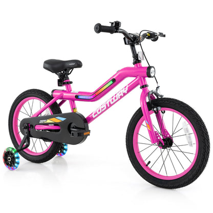 16 Inch LED Kids Bike With Training Wheels, Pink Kids Bike at Gallery Canada