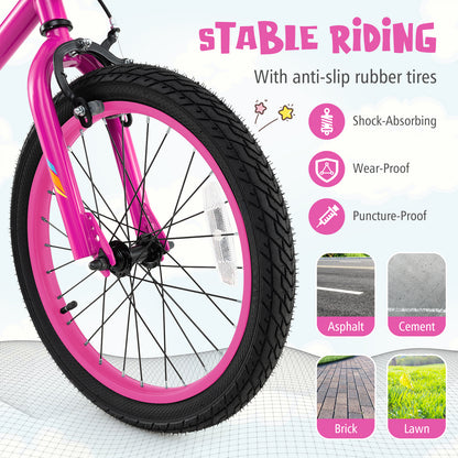 18 Inch LED Lighted Kids Bike with Training Wheels and Headlight for Ages 4-8 Years-18 inches, Pink Kids Bike at Gallery Canada