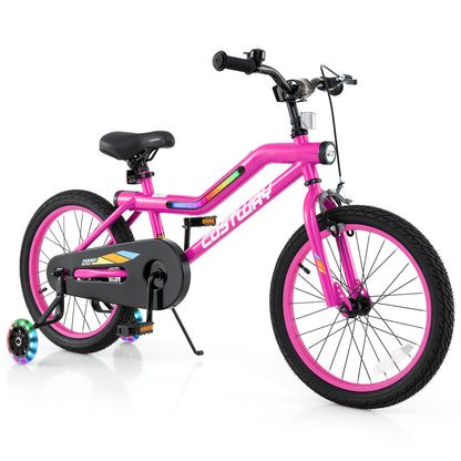 18 Inch Kids Bike With Training Wheels, LED Light, Pink Kids Bike at Gallery Canada