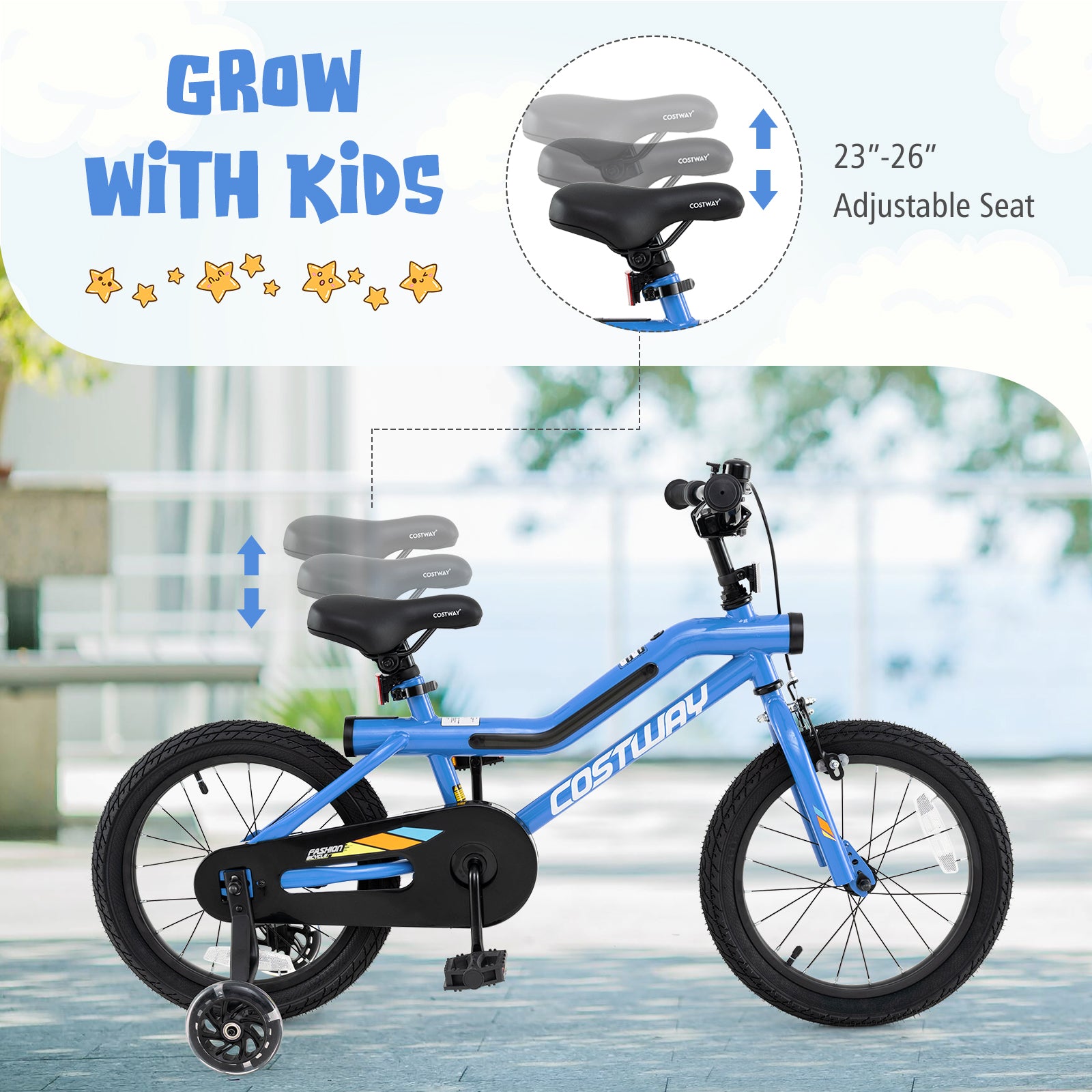 16 Inch Kids Bike LED Lighted Adjustable with Training Wheels for 4-7 Years Old Kids-16 inches, Navy Kids Bike at Gallery Canada