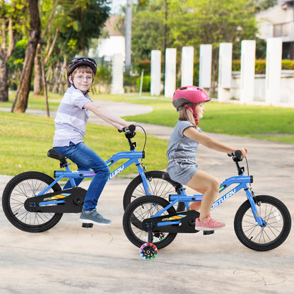 18 Inch Kids Bike LED Lighted Adjustable with Training Wheels for 4-8 Years Old Kids-18 inches, Navy Kids Bike at Gallery Canada