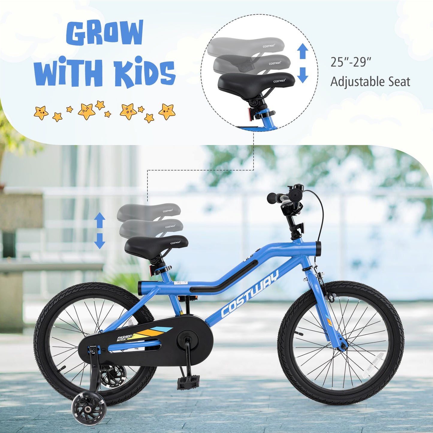 18 Inch Kids Bike LED Lighted Adjustable with Training Wheels for 4-8 Years Old Kids-18 inches, Navy Kids Bike at Gallery Canada
