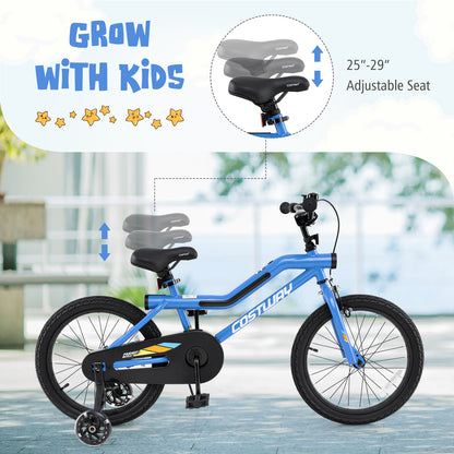 18 Inch Kids Bike LED Lighted Adjustable with Training Wheels for 4-8 Years Old Kids-18 inches, Navy Kids Bike at Gallery Canada