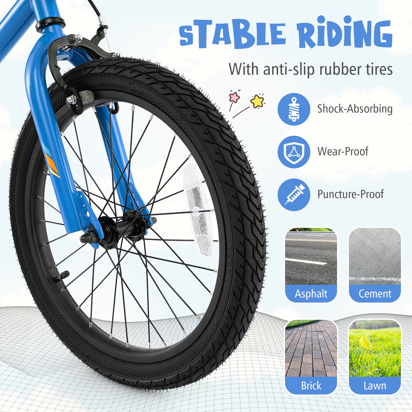 18 Inch Kids Bike LED Lighted Adjustable with Training Wheels for 4-8 Years Old Kids-18 inches, Navy Kids Bike at Gallery Canada