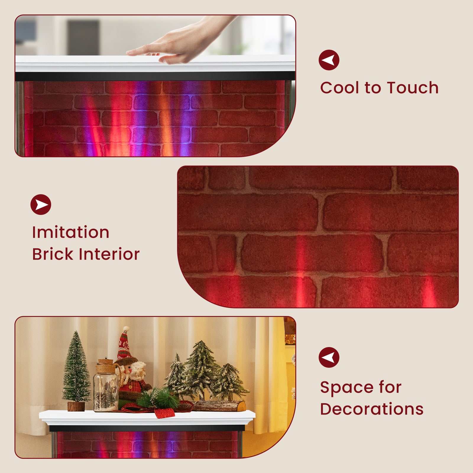 27 Inch Freestanding Fireplace with Remote Control, White Fireplaces at Gallery Canada