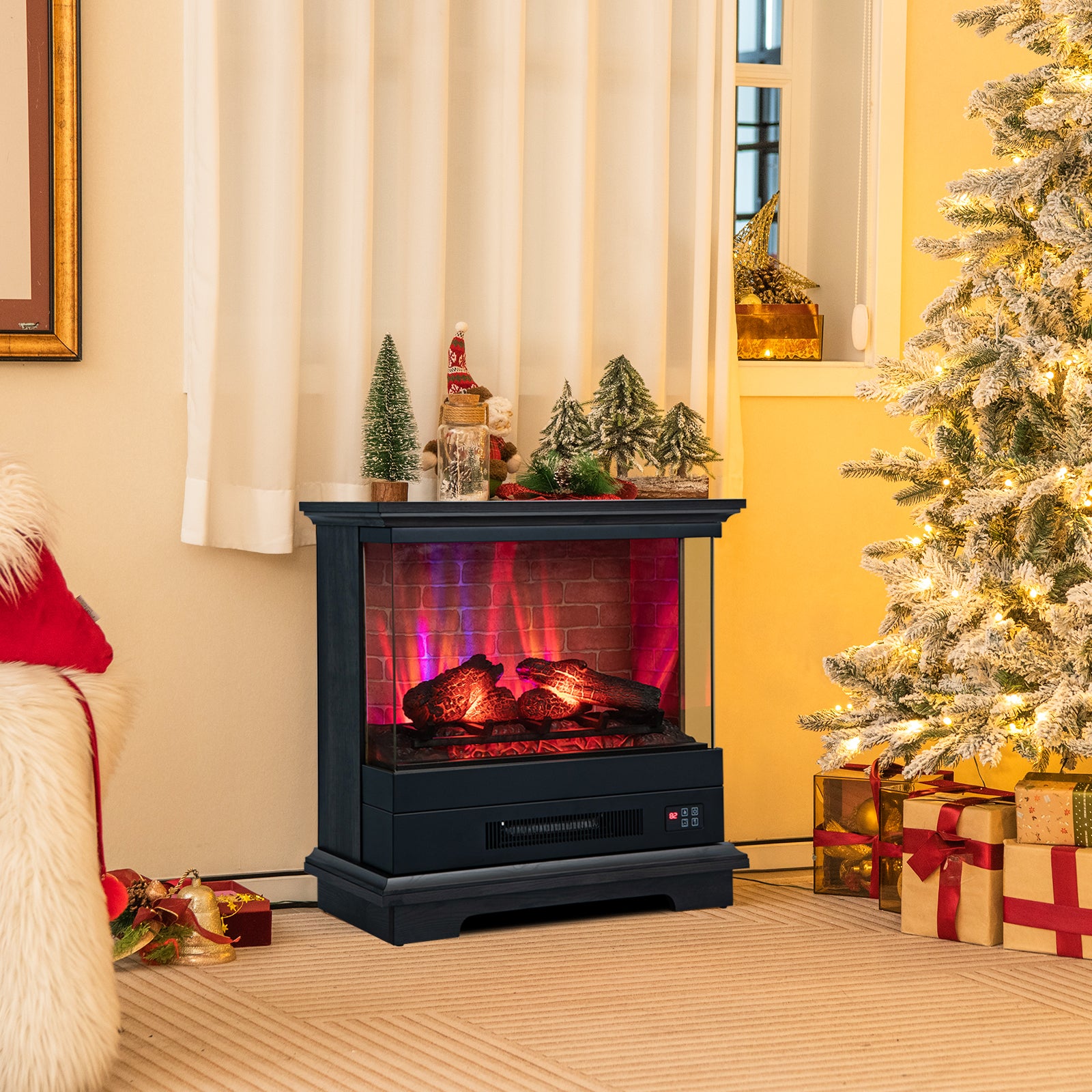 27 Inch Freestanding Fireplace, Remote Control, Black Fireplaces at Gallery Canada